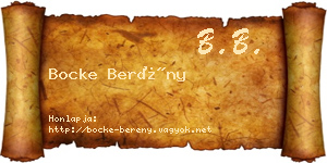Bocke Berény névjegykártya